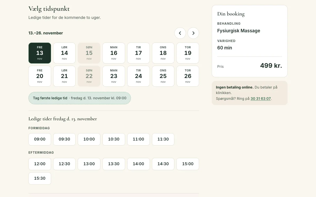 One system that books the clients: screenshot 1